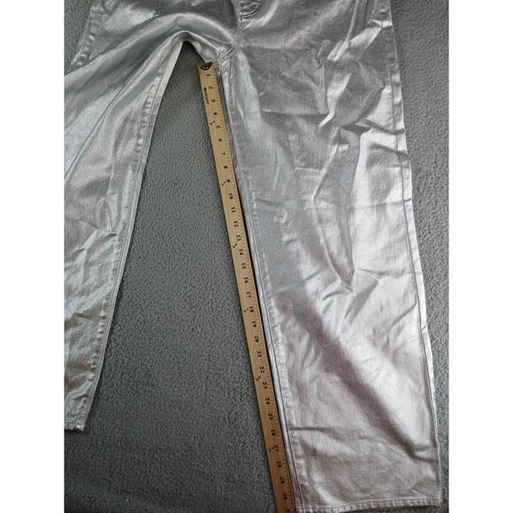 Universal Thread Jeans Women 12R Silver Metallic 90s Baggy Stretch Straight NWT - Picture 5 of 9